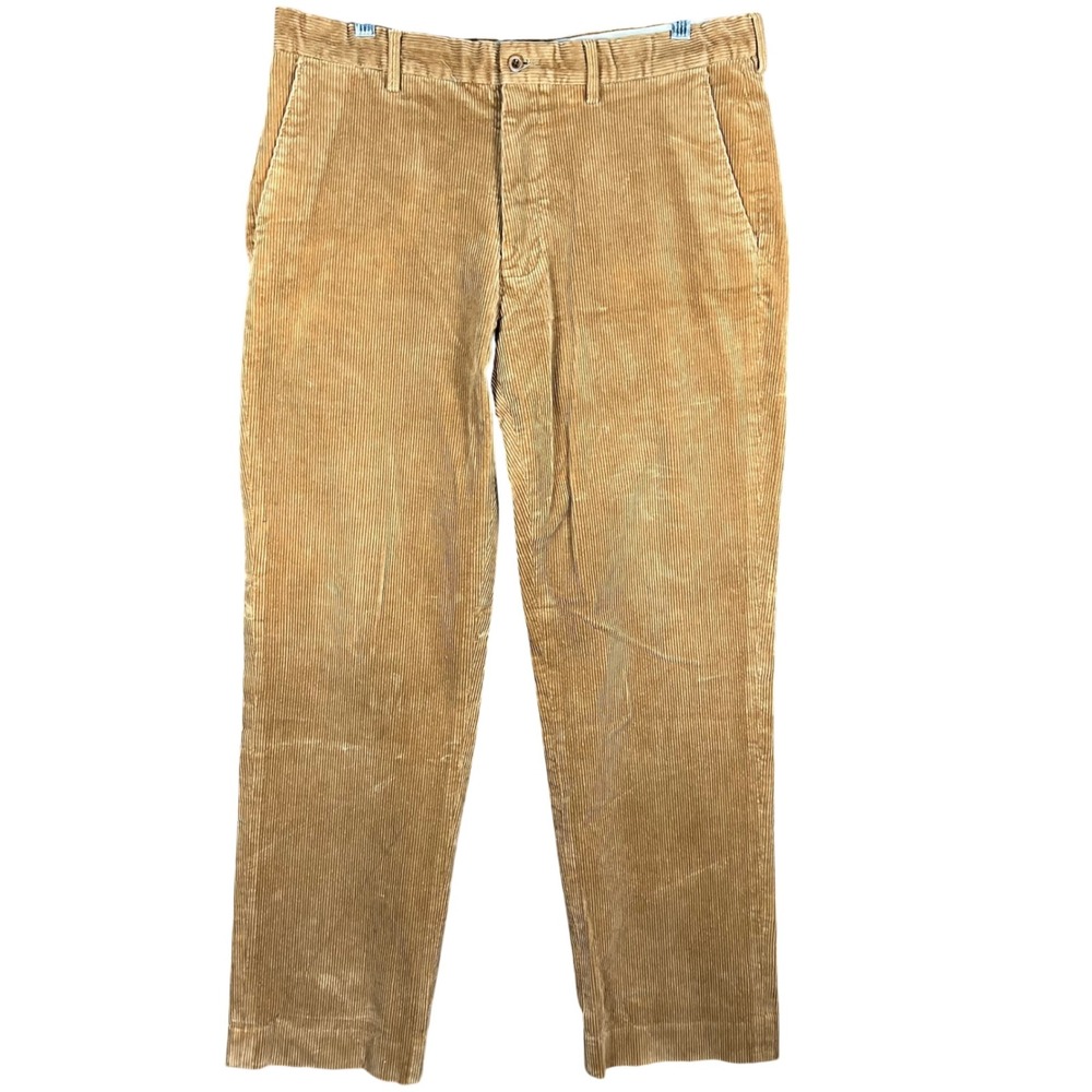 Polo Ralph Lauren Corduroy Pants Mens 36 Tan Preston Fit Straight Leg Vintage